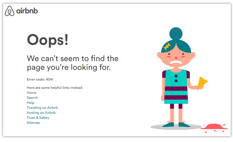 Ejemplo página de error 404: Airbnb