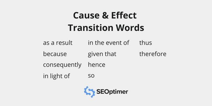 cause and effect seo transition words